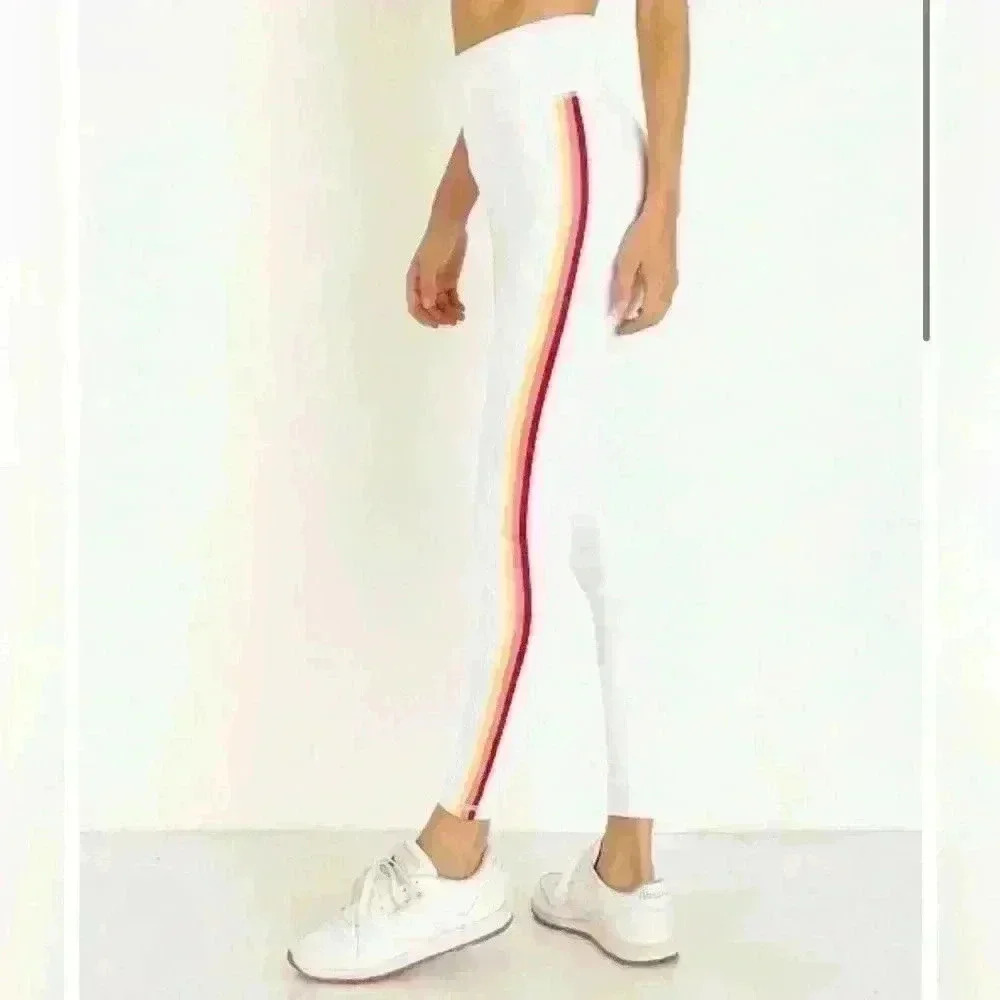 Spirtual Gangster rainbow 🌈 white track leggings sz small - Picture 1 of 12